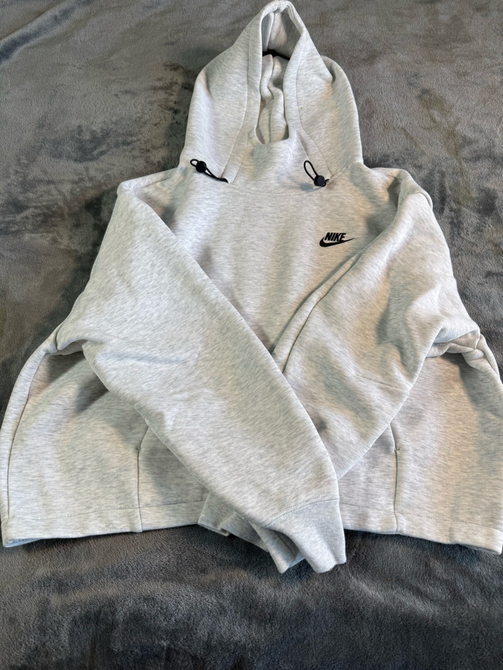 Nike Sportswear Tech Fleece Cropped Hoodie Light Heather Gray Size Large